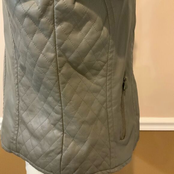 George Faux Leather Sage Green Moto Jacket L 12-14 - Picture 6 of 13